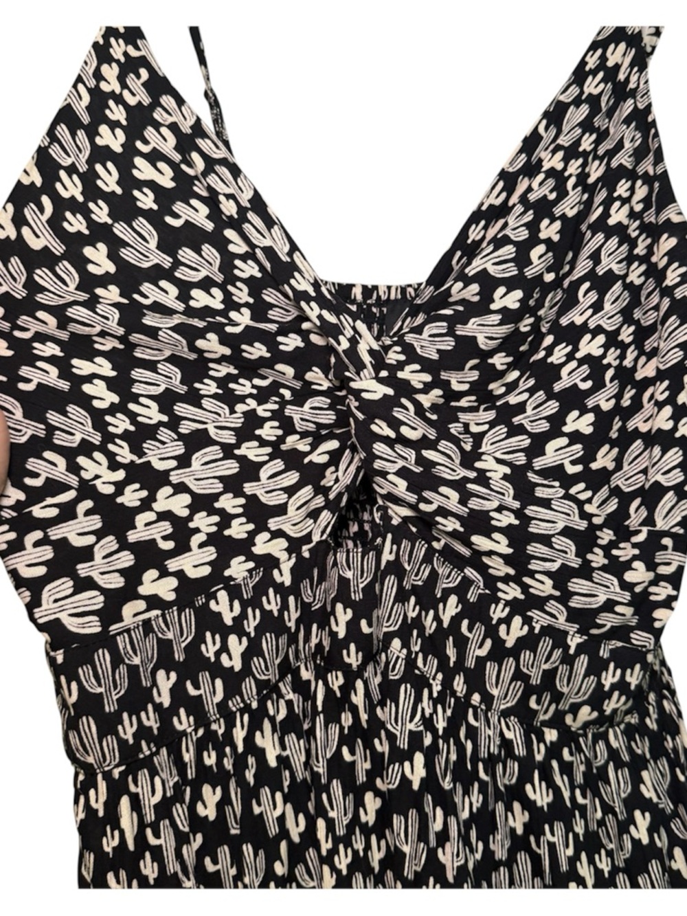 Angie Black Dress‎ with Cactus pattern